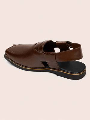Vastramay men synthetic patent square toe buckle shoes - chocolate brown 5