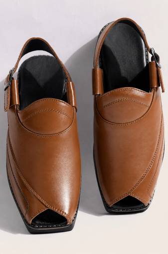 Vastramay men synthetic patent square toe buckle shoes - coffee