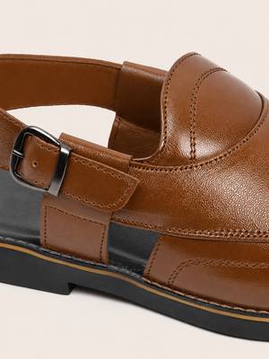 Vastramay men synthetic patent square toe buckle shoes - coffee 2