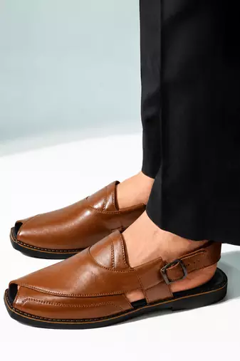 Vastramay men synthetic patent square toe buckle shoes - coffee