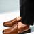 Vastramay men synthetic patent square toe buckle shoes - coffee