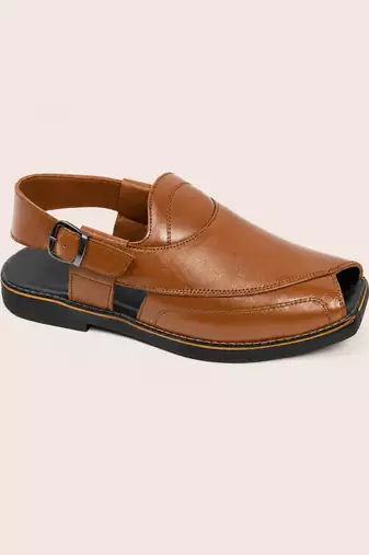Vastramay men synthetic patent square toe buckle shoes - coffee