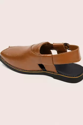 Vastramay men synthetic patent square toe buckle shoes - coffee