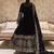 Black silk blend embroidered flared gown set