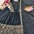 Black silk blend embroidered flared gown set