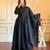 Black silk blend embroidered flared gown set
