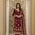 Maroon faux georgette embroidered palazzo set
