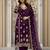 Purple faux georgette embroidered palazzo set