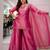 Pink silk blend embroidered palazzo set