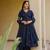 Navy-blue silk blend embroidered anarkali set