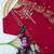 Red silk blend embroidered kurta set