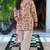 Beige cotton silk printed farshi salwar set