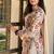 Beige cotton silk printed farshi salwar set