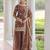 Brown silk blend embroidered sharara set