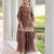 Brown silk blend embroidered sharara set