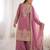 Pink silk blend embroidered palazzo set