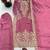 Pink silk blend embroidered palazzo set