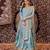 Blue satin embroidered lehenga-kurta set