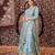 Blue satin embroidered lehenga-kurta set