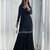 Black faux georgette embroidered palazzo set