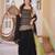 Black faux georgette embroidered palazzo set