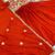Orange silk blend embroidered flared gown set