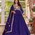 Purple silk blend embroidered flared gown set