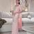 Pink silk blend embroidered palazzo set