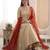 Beige silk blend lace flared gown set