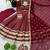 Maroon silk blend lace flared gown set