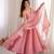 Pink silk blend plain anarkali set