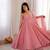 Pink silk blend plain anarkali set