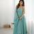 Blue silk blend plain anarkali set