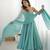 Blue silk blend plain anarkali set