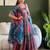 Multicolor organza printed flared gown set