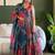 Multicolor organza printed flared gown set