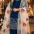 Blue silk blend embroidered farshi salwar set