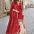 Red silk blend embroidered sharara set