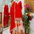 Red silk blend embroidered sharara set