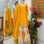 Yellow silk blend embroidered sharara set