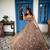 Champagne silk blend embroidered flared gown set