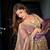 Champagne silk blend embroidered flared gown set