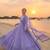 Purple faux georgette embroidered flared gown set