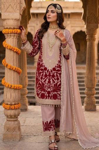 Multicolor faux georgette embroidered salwar kameez