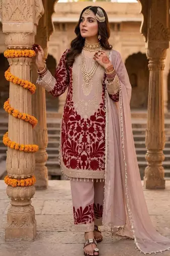 Multicolor faux georgette embroidered salwar kameez