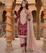 Multicolor faux georgette embroidered salwar kameez