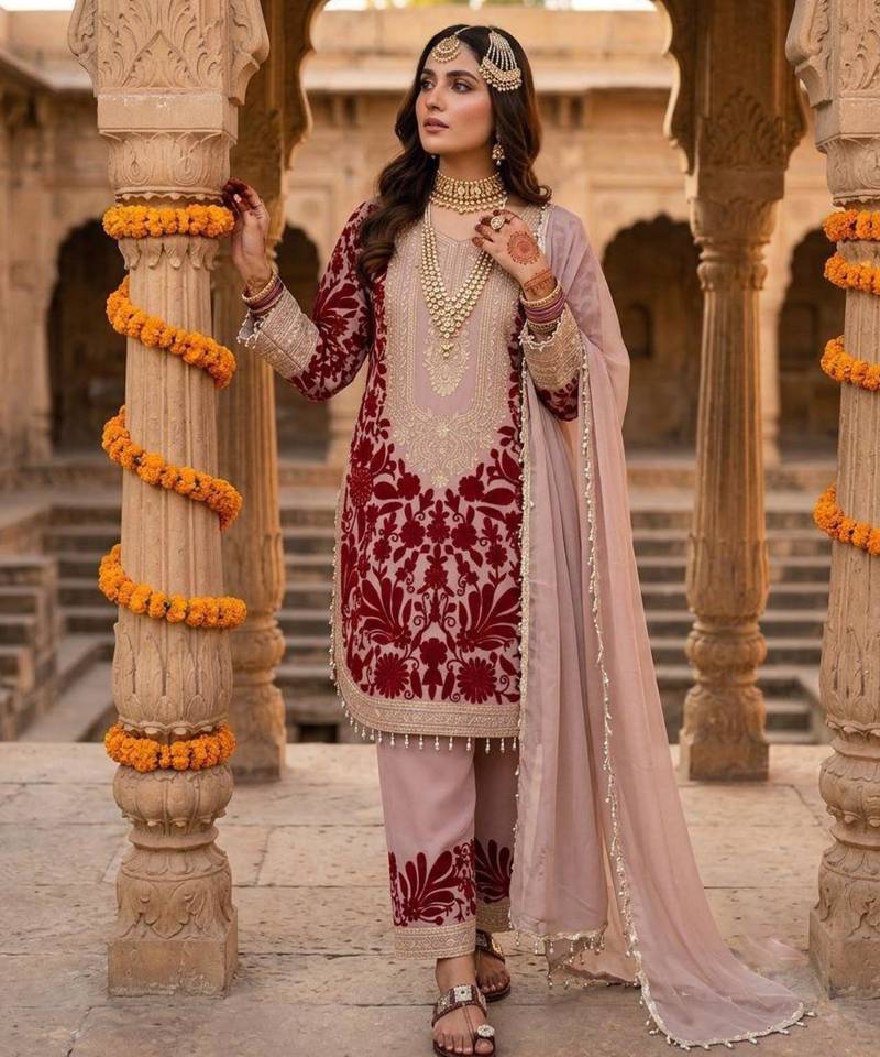 Multicolor faux georgette embroidered salwar kameez