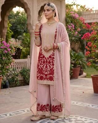 Multicolor faux georgette embroidered salwar kameez 2