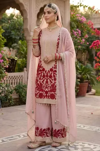 Multicolor faux georgette embroidered salwar kameez