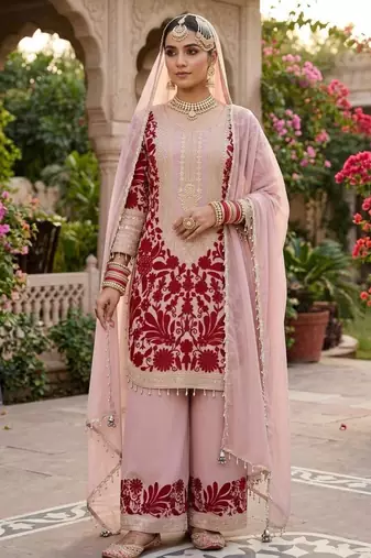 Multicolor faux georgette embroidered salwar kameez